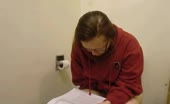 Ginger college girl pooping in toilet
