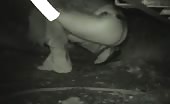 Slut peeing under a bridge