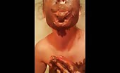 Cute girl getting a poop mask