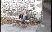 Blonde babe went to pee in public