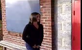 Beautiful brunette peeing in the streets