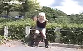 She's addicted to pee in public places