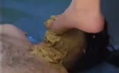 Man slave eating a lot of poop