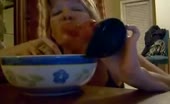 Blonde German woman eats poop