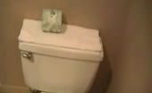 fat lady peeing over toilet