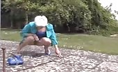 Blonde milf peeing 