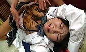 Two Japanese girls kissing sensually with poop