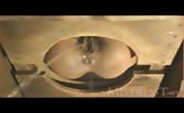 Pooping on wooden homemade toilet