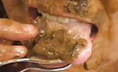 Japanese babe eating a lot of shit