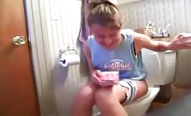 18 year old blonde girl is very constipated