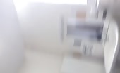 Cleaning toilet with her tongue
