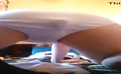 Busty babe shitting in white panties