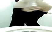 Hairy babe shitting over toilet