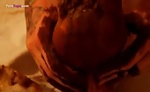 Giving a scat footjob