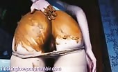Beautiful college girl smears shit on her ass