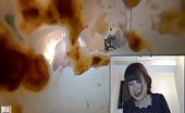 Japanese teen shitting after enema, turd on paper