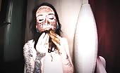 College girl smears shit on her face