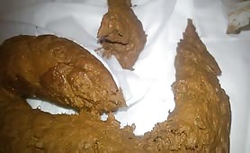 Fresh brown turd dropped on the bedroom floor