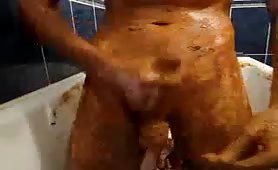Huge cock shit smearing made him cum