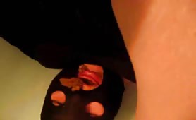 Fresh shit into his opened mouth