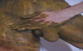 Scat dick smearing and masturbation
