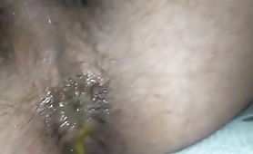 Fingering his butthole after peeing on his hands