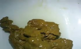 Creamy pile of shit on a white napkin