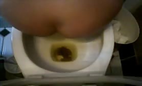 Shitting in the toilet in reverse position for us
