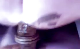BBW woman riding a very dirty dildo