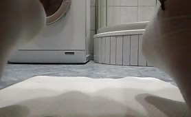 Creamy shit on a white napkin between his legs