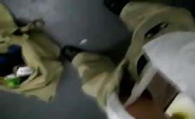 Wiping his wet cock after he finished