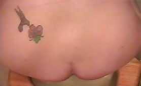 Chubby mature woman pooping in the toilet