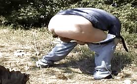 Undressed slowly to poop in public