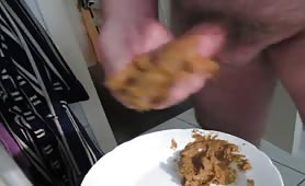 Smear brown shit and cum on it