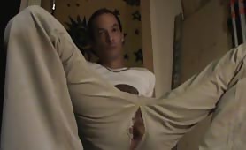 Dildoing his ass through his blue jeans