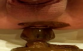 Black dildo in his ass made him cum