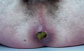 Huge green turd in close up