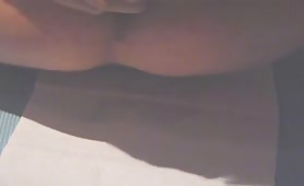 Shitting a tiny turd in close up while holding his cock