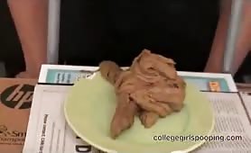 Sexy latina shitting creamy poop