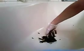 Covered his cock in fresh poop