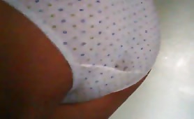 Hot babe shitting in her dot panties