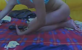 Sucking a black shitty dildo
