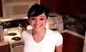Petite girl shitting in close up