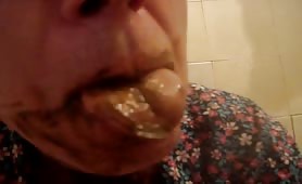 He enjoys to have poop in his mouth