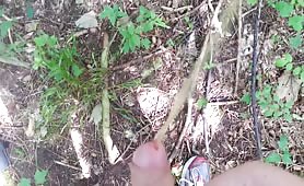 Peeing in the middle of a forest
