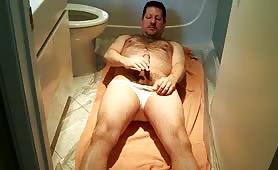 Shit in white panties while masturbating