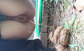 Piss on her fresh poop