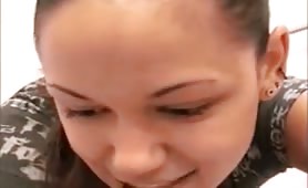 Pierced girl shitting