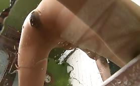 Young girl pooping in her pantyhose
