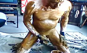 Liquid brown poop on his entire body